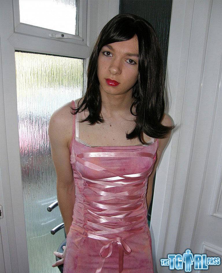 Petite TGirl showing off that slender body of hers in a pink dress - #7