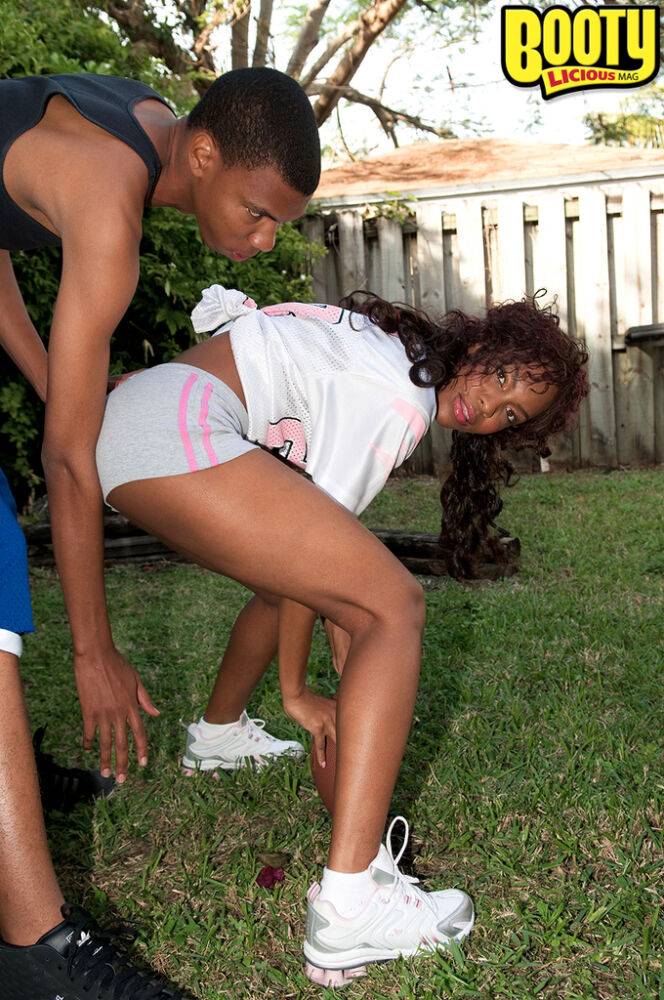 Ebony chick Envy Kenya gets nailed in backyard after a game of football - #1