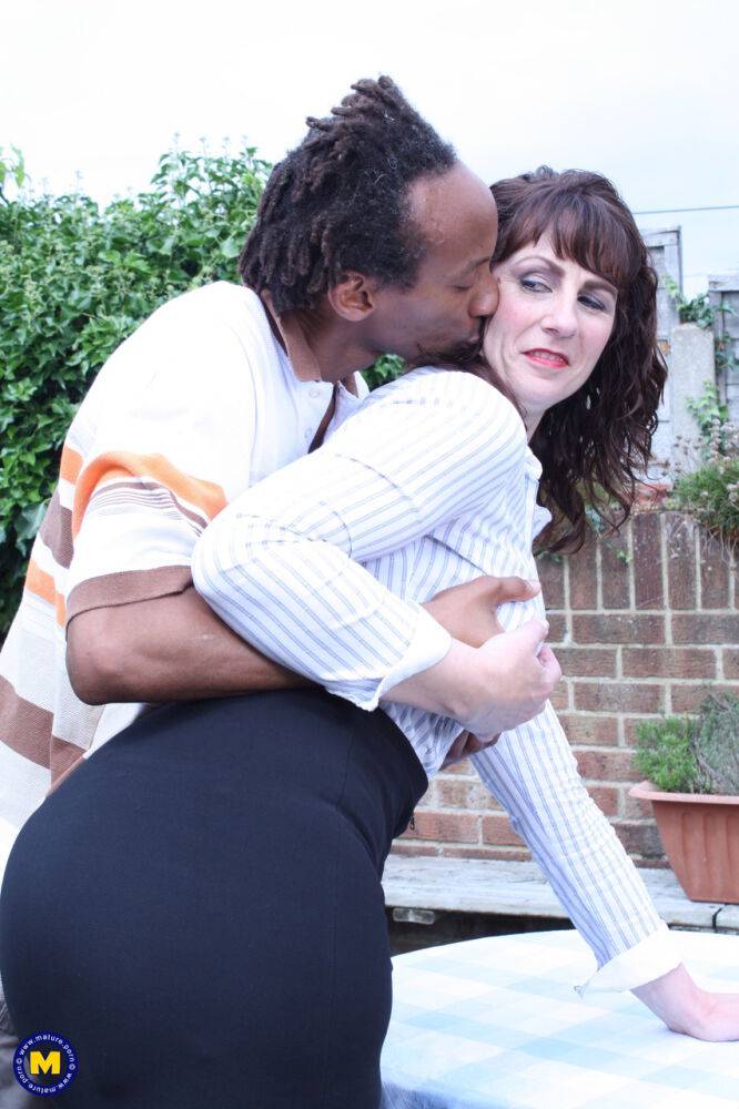 Horny British mature Toni Lace kisses a black dude and rides his huge boner - #4