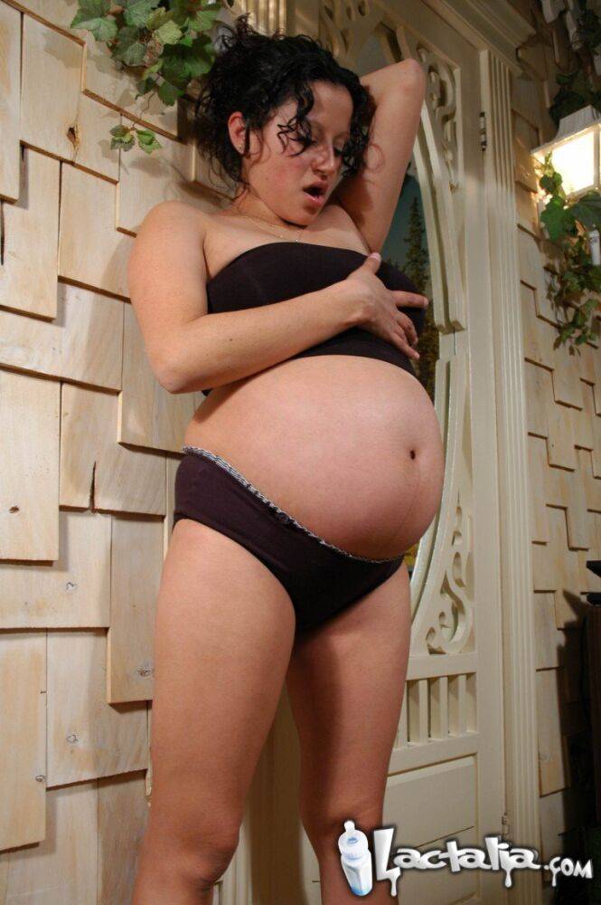 Pregnant Latina with big belly stripping - #9