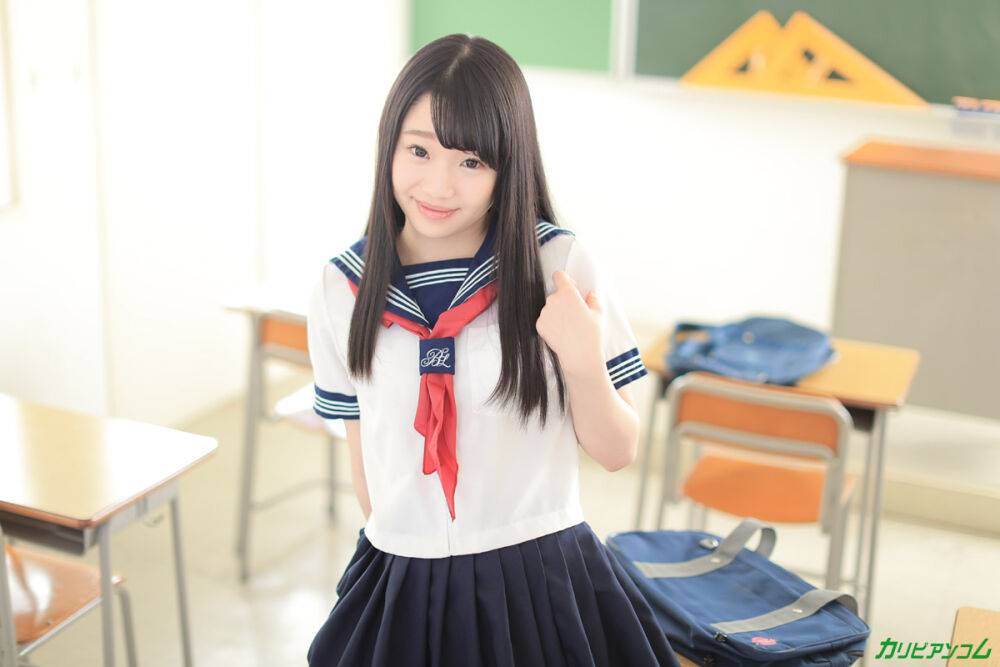 Cute Asian schoolgirl Yuna Himekawa spreads her legs & takes a dick at school - #1