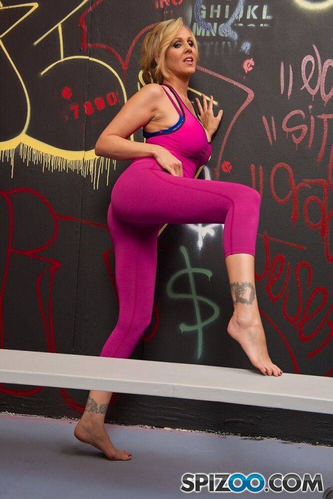Stunning MILF Julia Ann on her knees giving topless big cock POV blowjob - #12