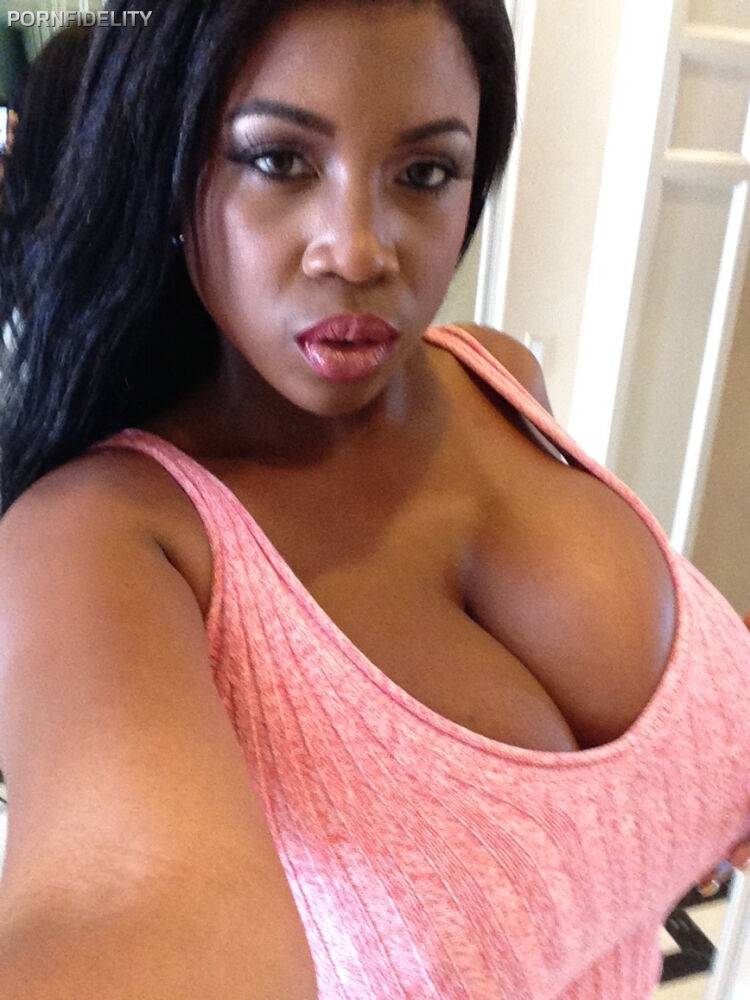 Busty black Maserati releases gigantic great big tits for nude ebony selfie - #2