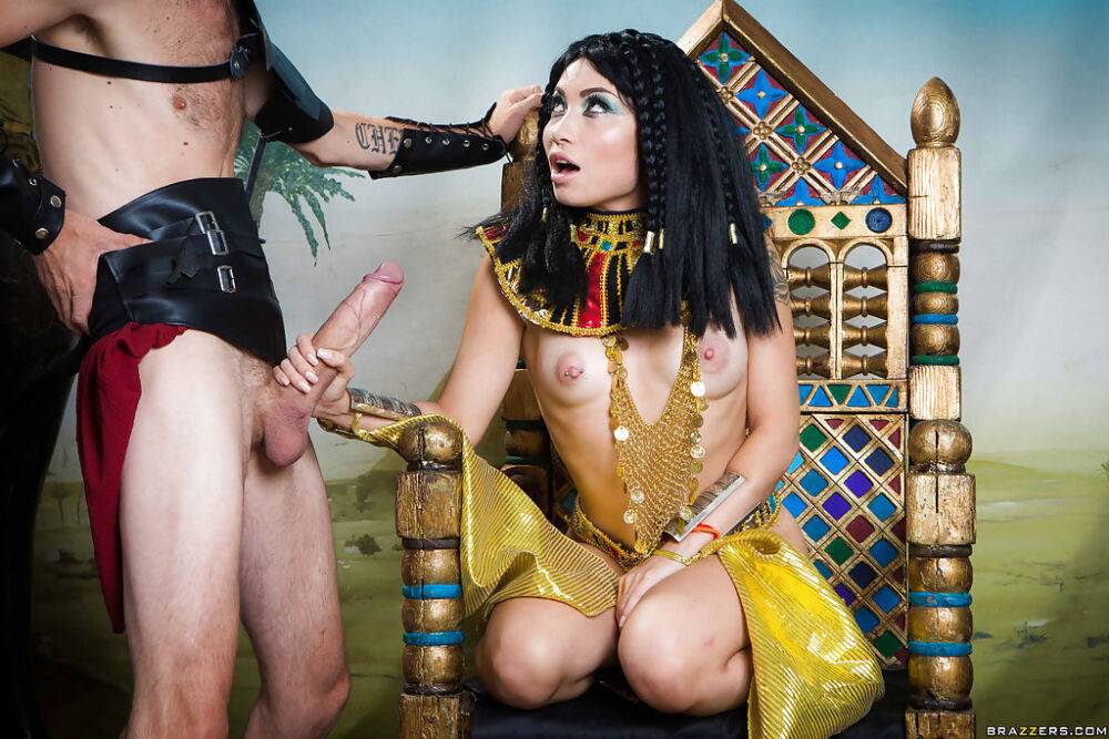 Asian brunette Rina Ellis fucking big dick in Cleopatra outfit - #8