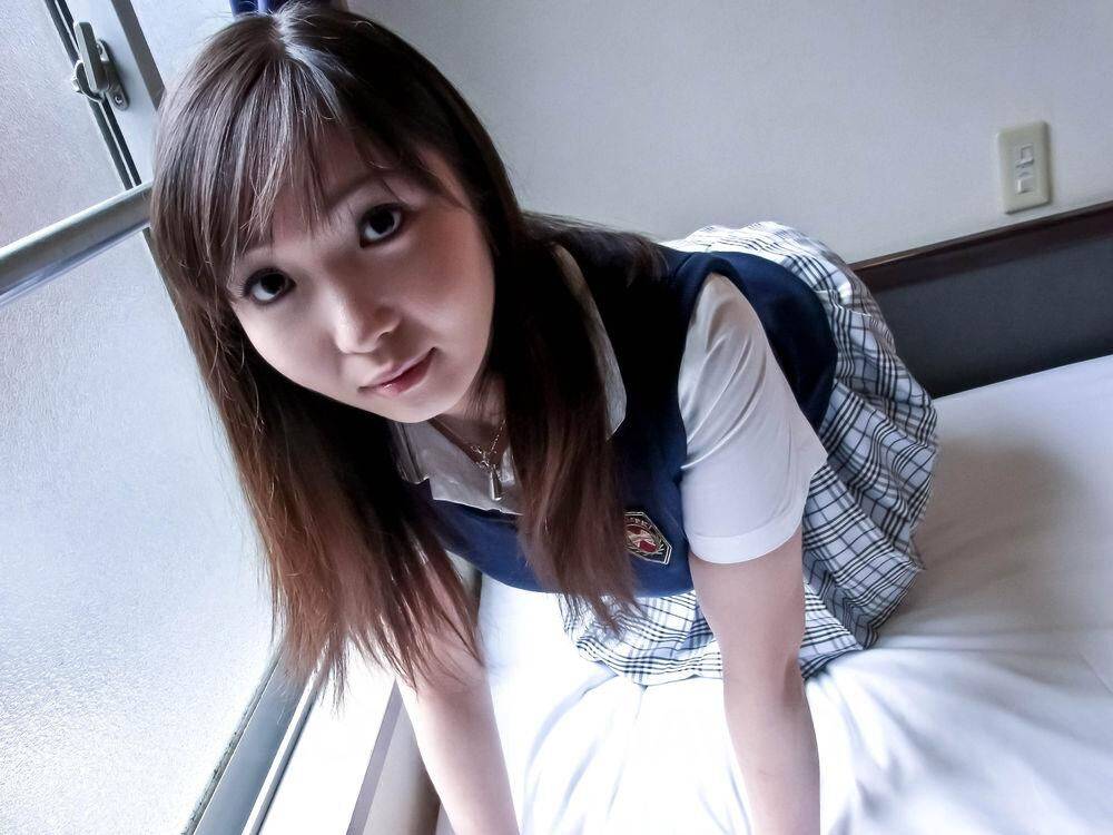 Haruka Ohsawa Asian takes big hooters out of school uniform shirt - #3