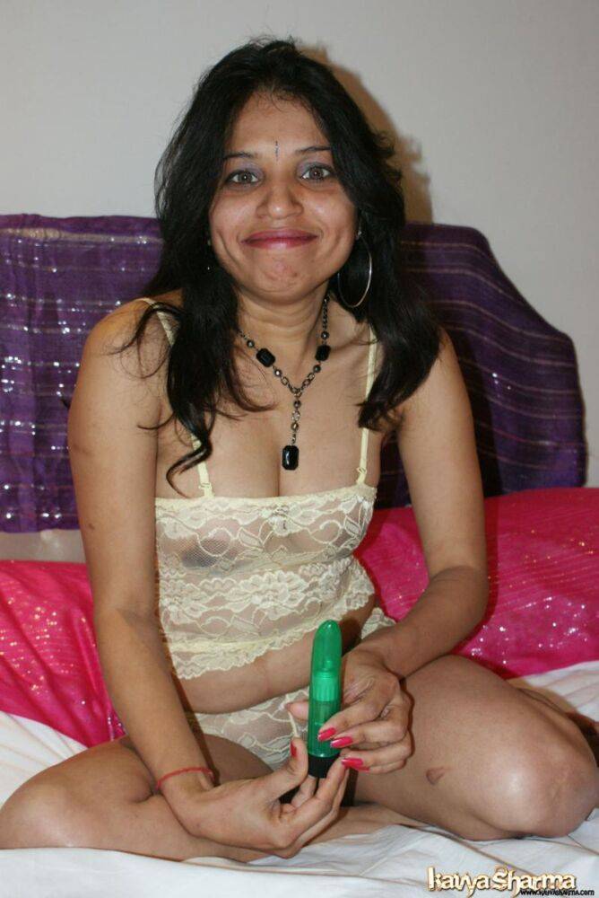 Kavya fucking herself with her big green dildo - #8