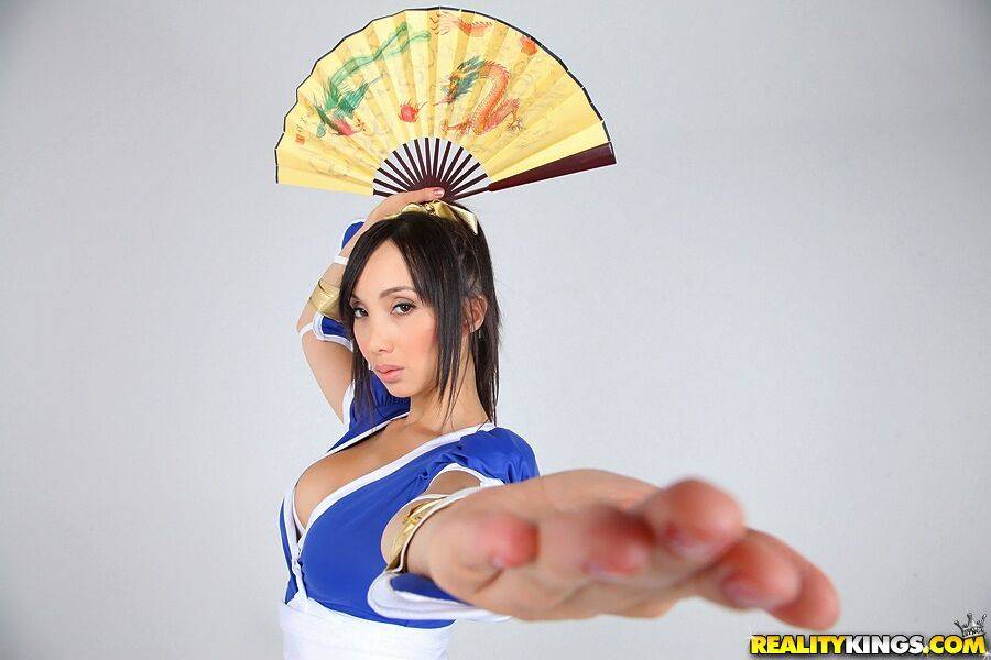 Asian solo model releases her big tits from her cosplay costume - #3