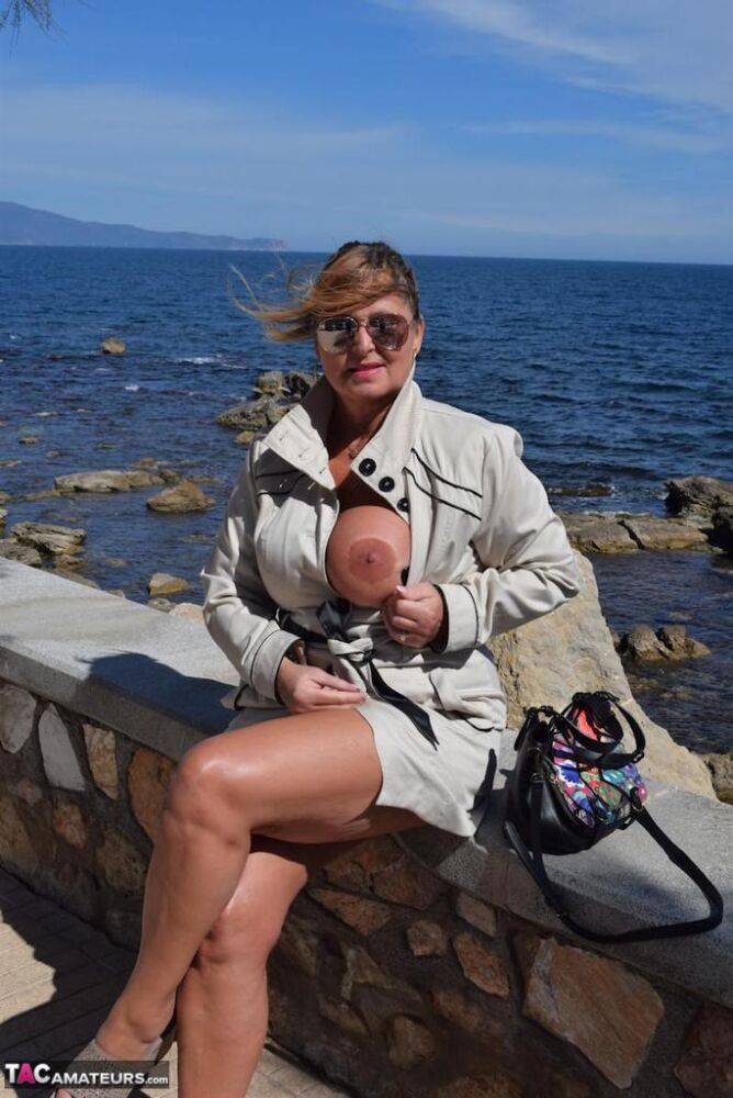 Shameless MILF Nude Chrissy flashes her big knockers and pussy in public - #15