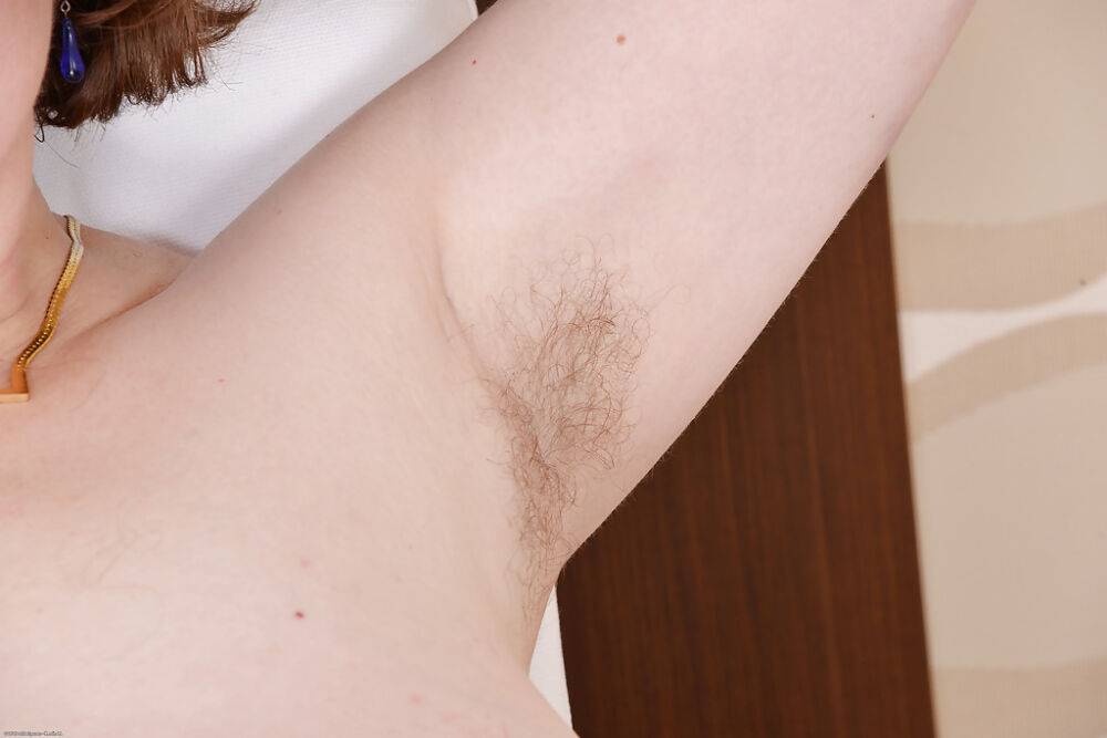 Fatty mature lassie with hairy armpits and shaggy cooter stripping down - #14
