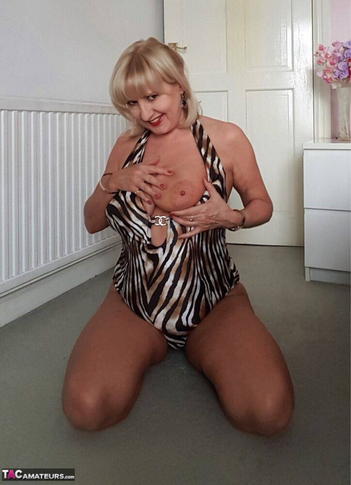 Chubby mature lady shows her big naturals and pussy for the first time - #13