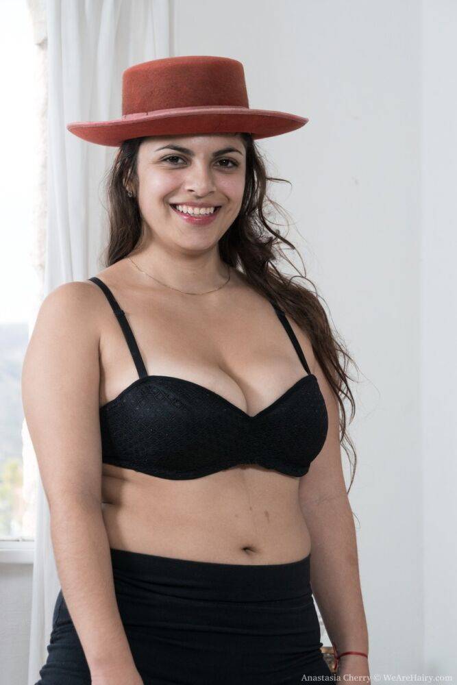 Amateur model Anastasia Cherry doffs her hat and panties to display her beaver - #11
