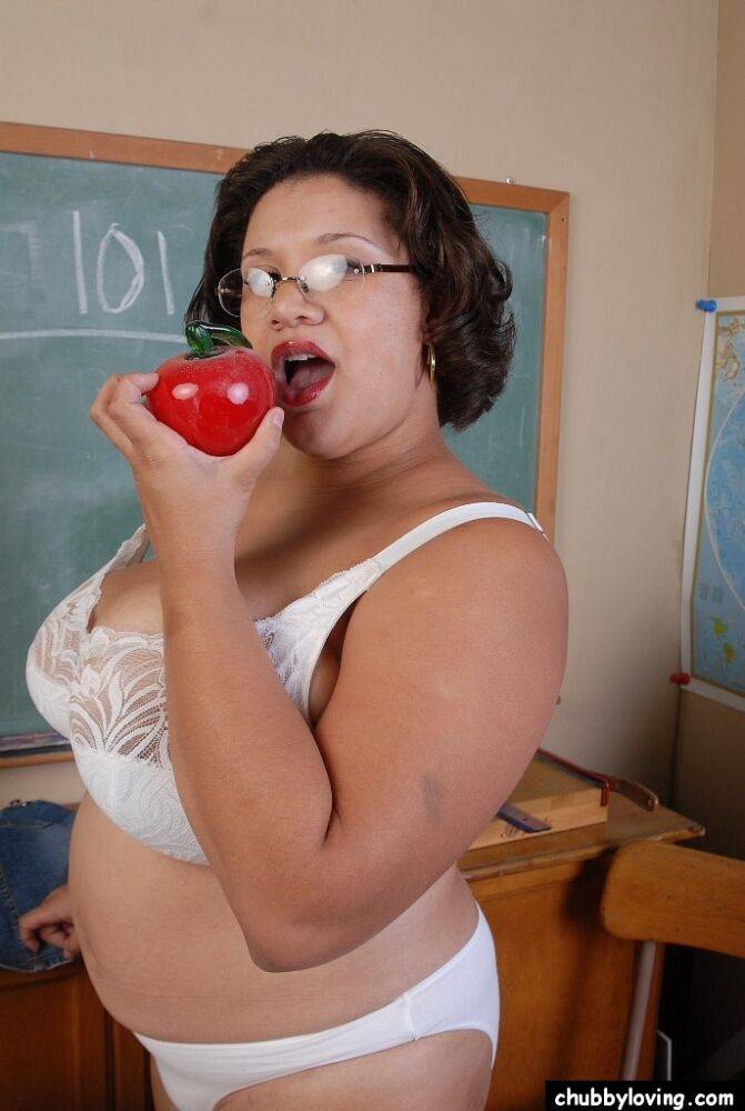 Aged BBW Monet is a naughty teacher that likes to strip in the class - #9