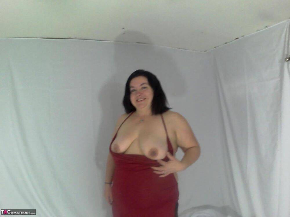 Amateur BBW removes printed underwear to get naked on her bed - #2