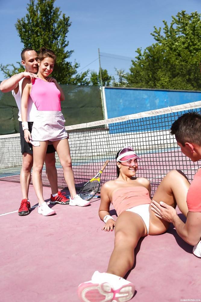 Little tennis sluts fucked in sporty orgy - #3