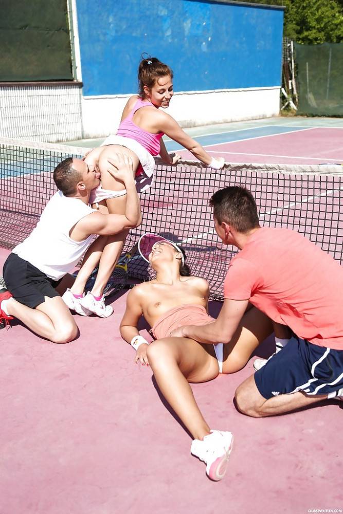 Little tennis sluts fucked in sporty orgy - #4