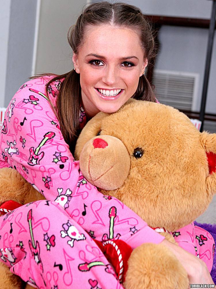 Small Titted Brown Haired Cutie Tori Black Takes Off Her Pink Pajamas And White Panties - #7