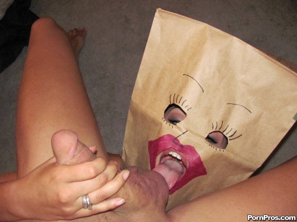 Busty gf fucked n facialed with paper bag on head - #2