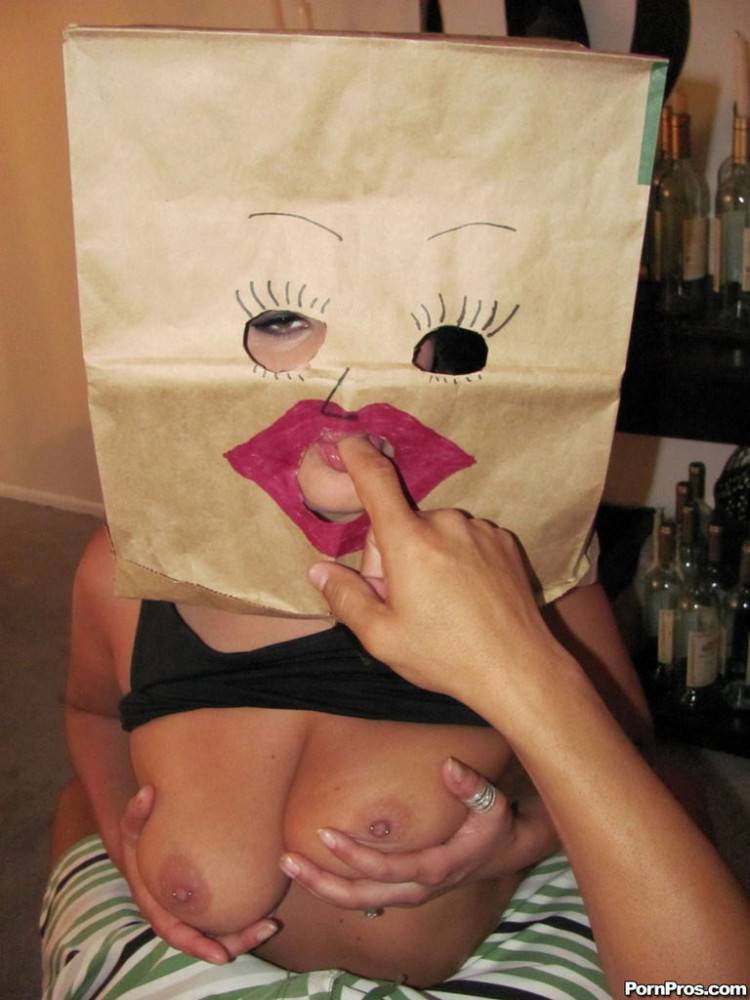 Busty gf fucked n facialed with paper bag on head - #1