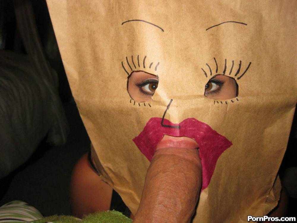 Busty gf fucked n facialed with paper bag on head - #3