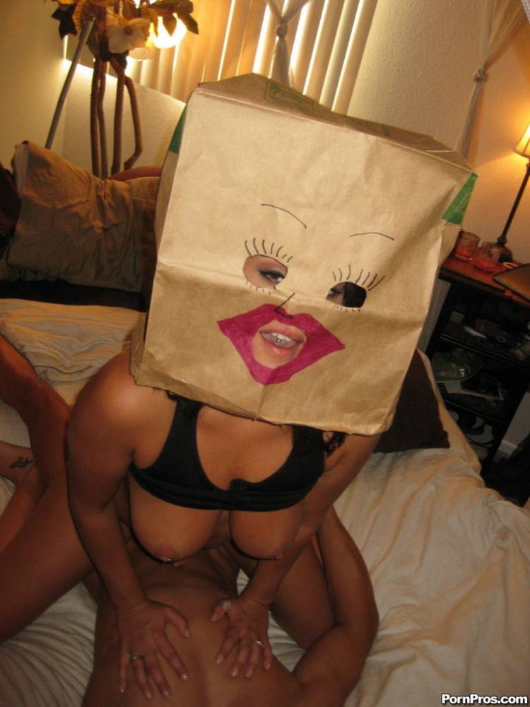 Busty gf fucked n facialed with paper bag on head - #12