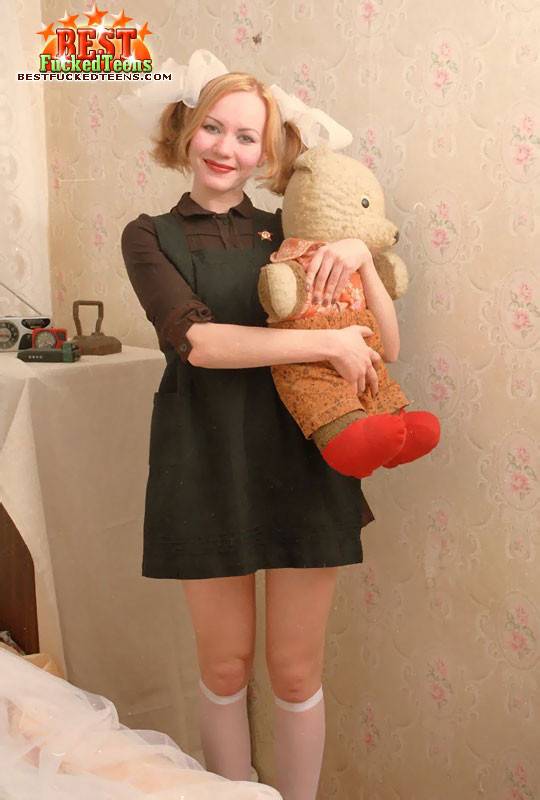 Innocent teen posing with teddy-bear - #1