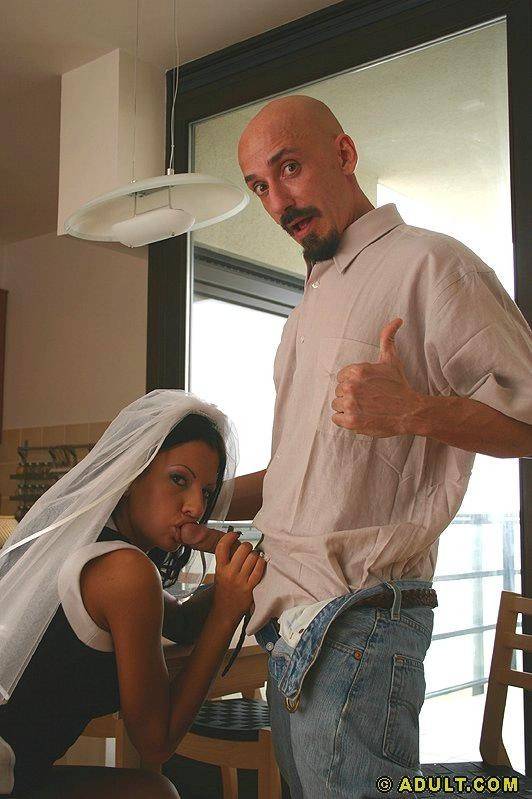 Long black haired bride tryout does ironing and gets banged - #11