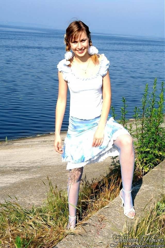 Teen in stockings upskirt outdoors - #2