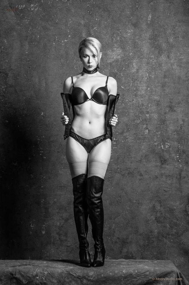 Tonight, Magdalene Returns, Wearing Black Leather Lingerie And Boots, And Posing In Front Of My Classic Painted Canvas. - #9