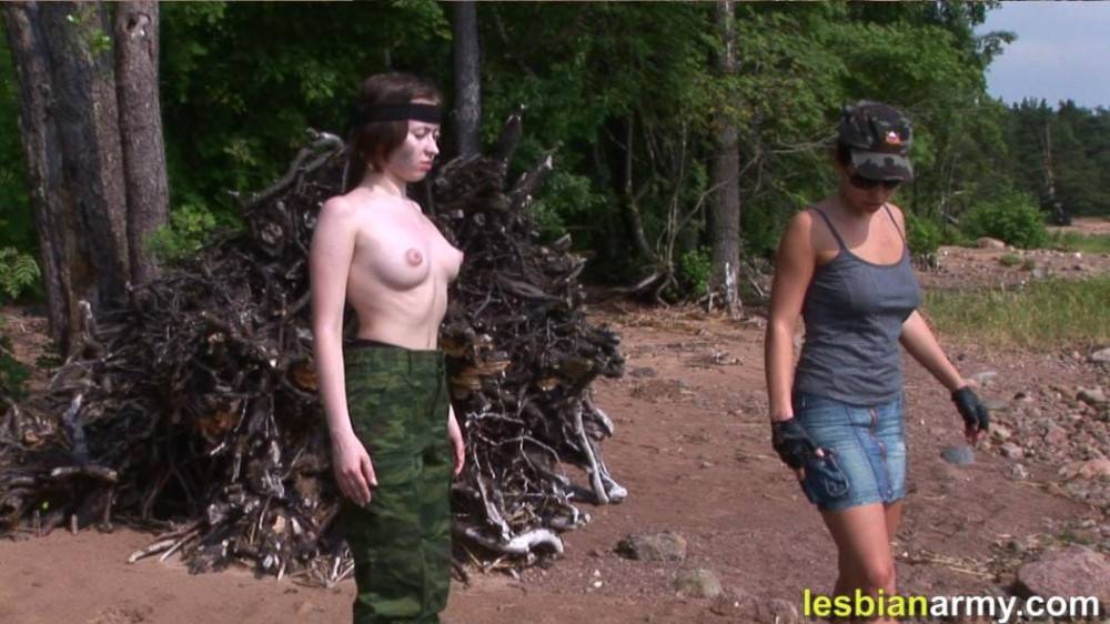 Lesdom sergeant drills and fucks a nude swaddie - #2