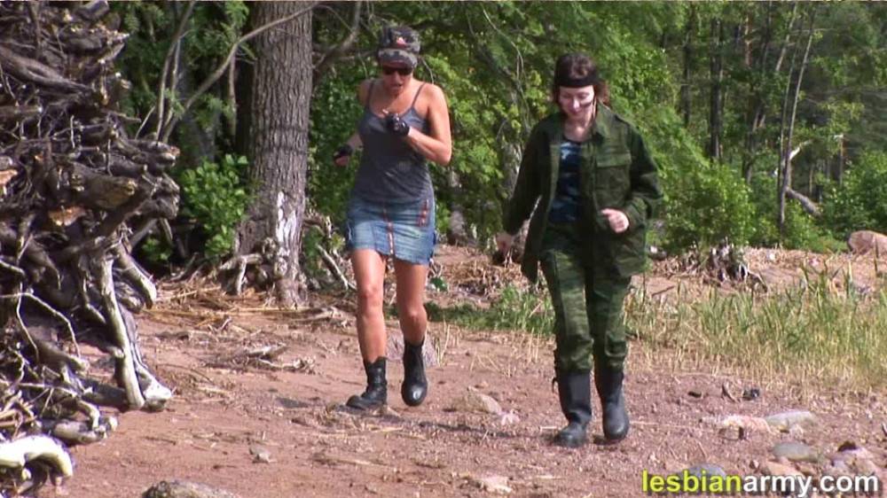 Lesdom sergeant drills and fucks a nude swaddie - #1