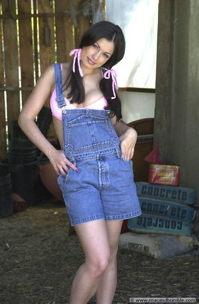 Aria giovanni strips off her sexy overalls - #2