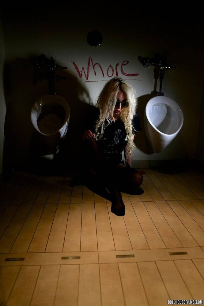 Long Legs Blonde Valerie Fox Shows Her Rebellious Side By Posing In The Men's Bathroom. - #6