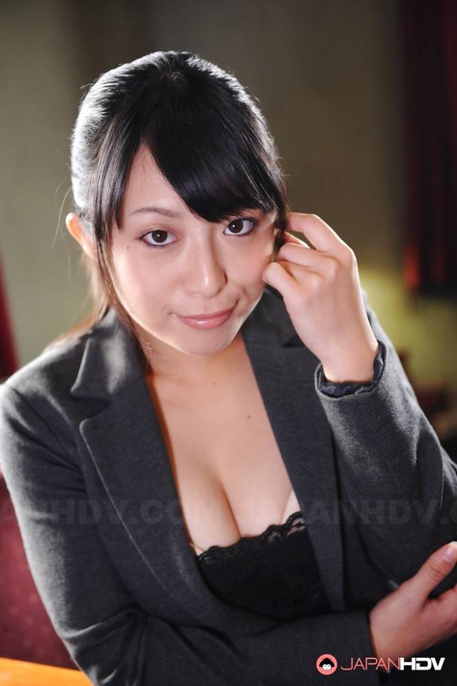 Hot japanese brunette Kana Aizawa in sexy posing on camera in office - #12