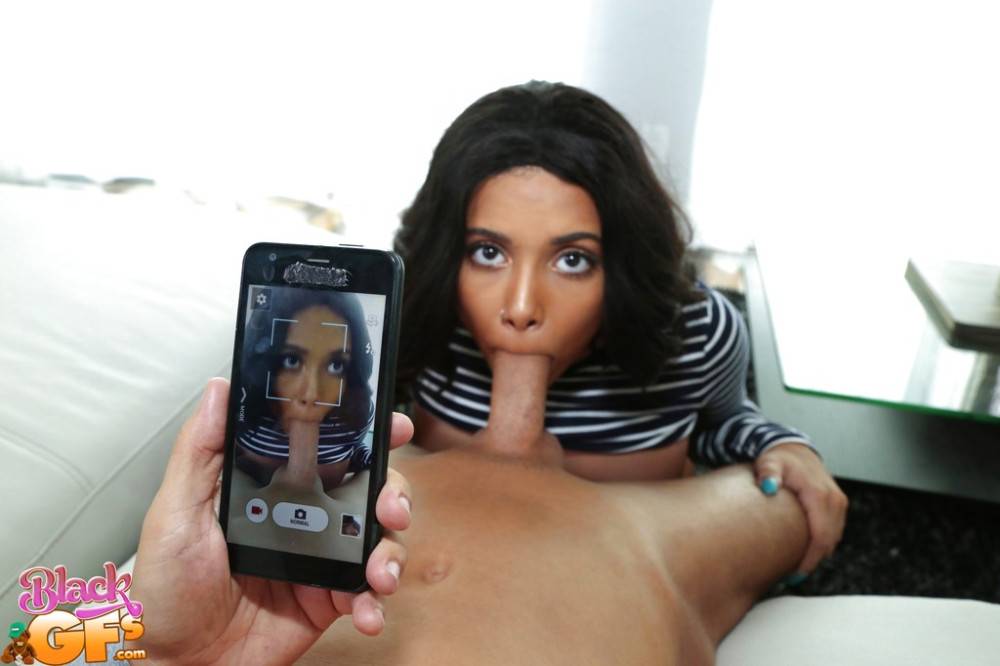 Attractive ebony amateur Aaliyah Hadid sucking hot huge rod and enjoys a facial - #13