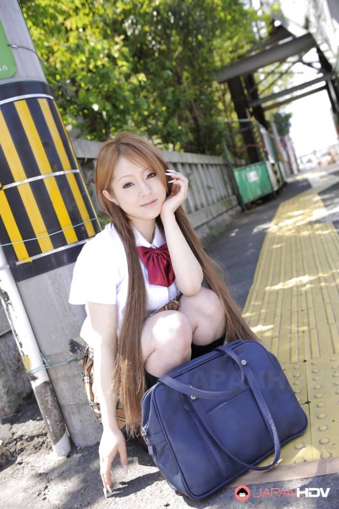 Hot japanese redheaded milf Ria Sakurai in skirt exposes her butt - #6