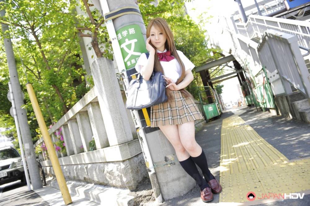Hot japanese redheaded milf Ria Sakurai in skirt exposes her butt - #4