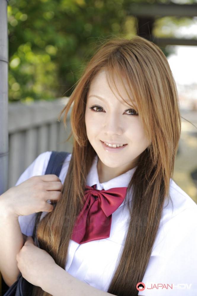 Hot japanese redheaded milf Ria Sakurai in skirt exposes her butt - #2