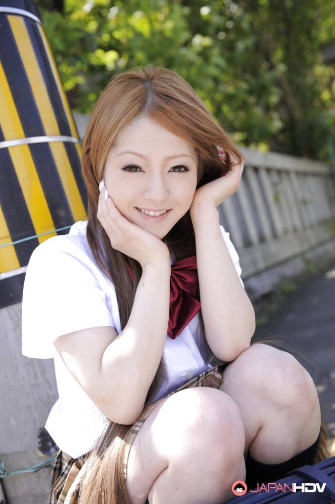 Hot japanese redheaded milf Ria Sakurai in skirt exposes her butt - #8