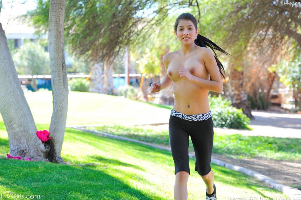 Megan Salinas Exercises Outdoors And Gets Her Hot Teen Latino Body All Heated Up - #15