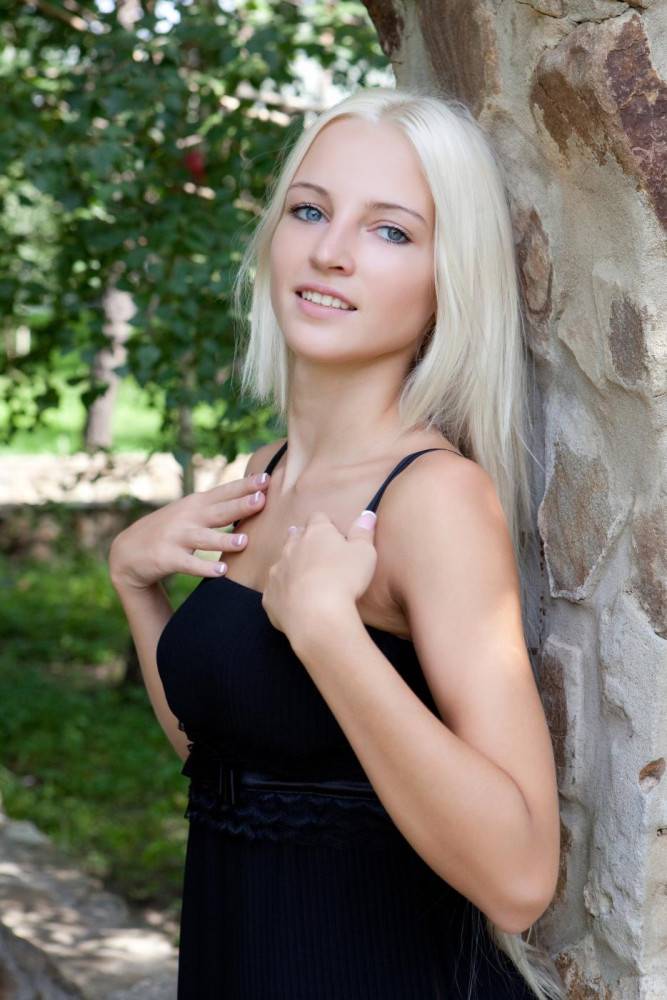 Beautiful Blonde Alysha A Lifting Up Black Dress And Flashing Big Pussy Outdoor - #10