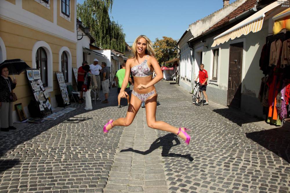 Blonde Chick Aleska Diamond Walking Along The Town Shocking The Public With Hot Lingerie - #12