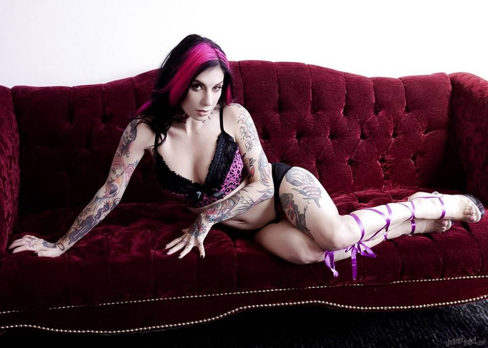 Stunning american milf Joanna Angel in hot undies revealing big titties and spreading her legs - #3