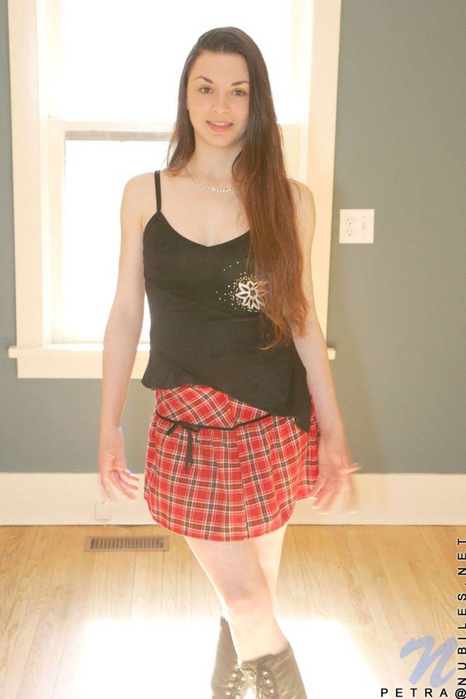 Shedding Her School Girl Uniform Petra Nubiles Exhibits Her Lean And Tight Body With Long Hair - #1
