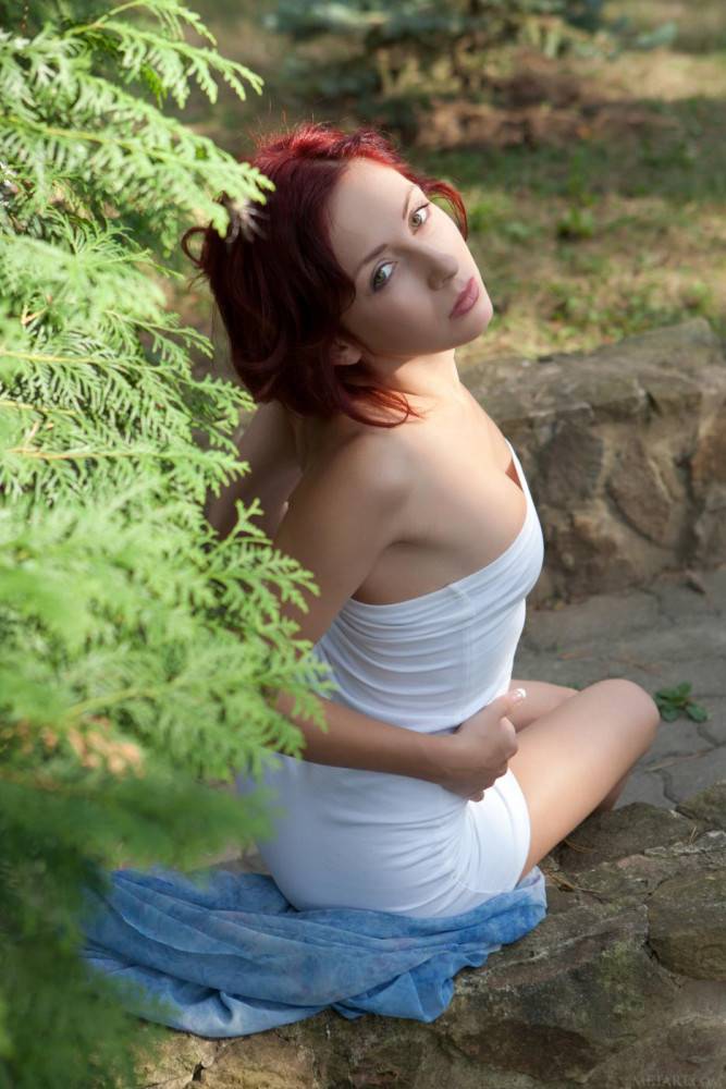 Ravishing Redhead Babe Night A Rides Up Her White Dress And Lets Us Gawk At Her Snatch - #1