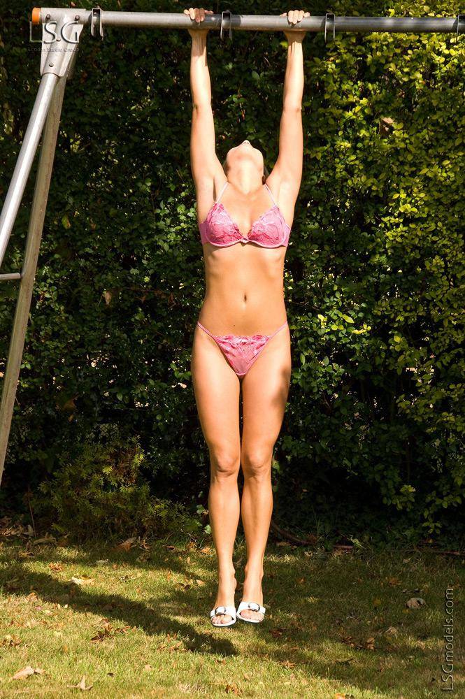 Blonde Adriana Malkova Takes Off Her Pink Bra And Panties In The Open Air - #10