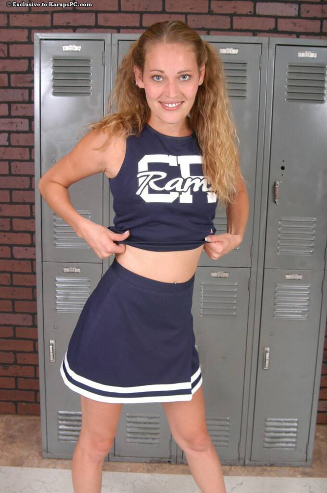 Curly Haired Slim Girl Daisy May Takes Off Her Blue Uniform And White Undies In The Locker Room - #4