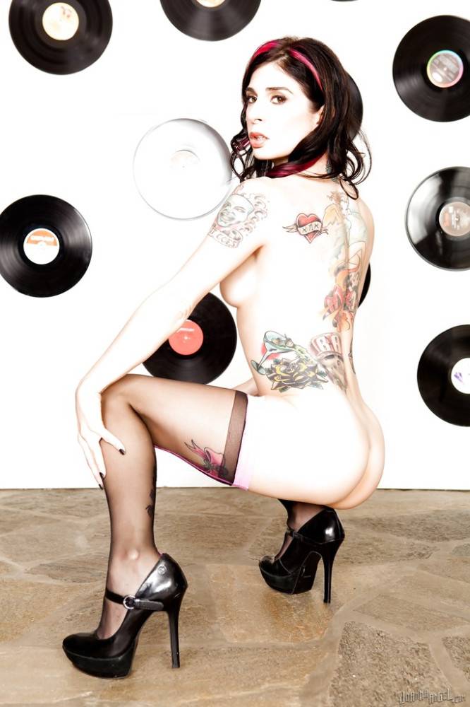 Very attractive american dark hair milf Joanna Angel in hot underwear showing big titties and dildoing - #12