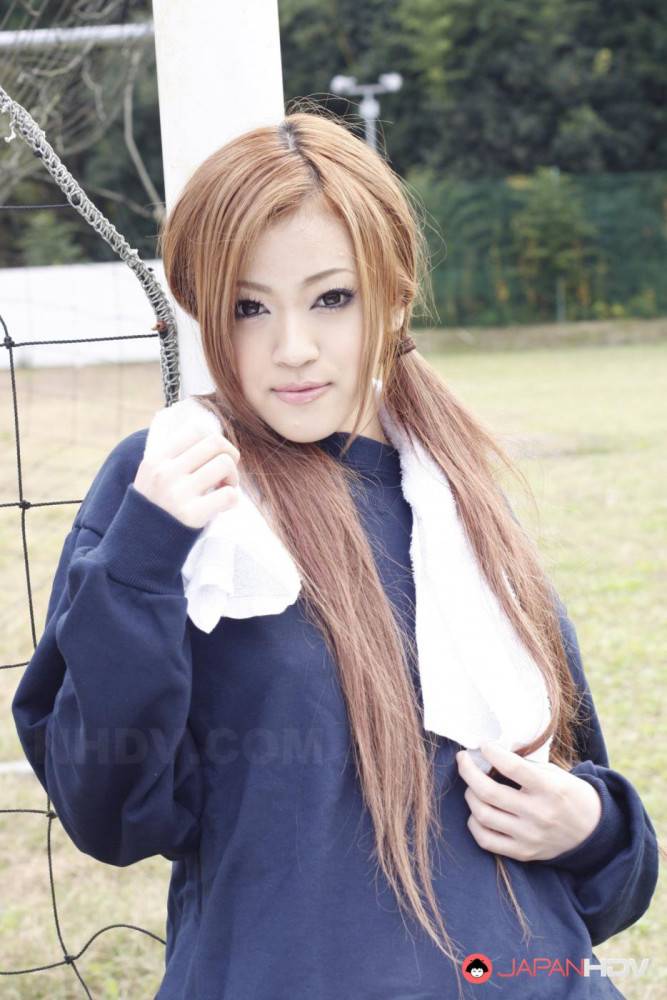 Nice-nelly Asian Babe With Red Hair An Umemiya Exercises Outdoors While Teasing With Her Looks - #6