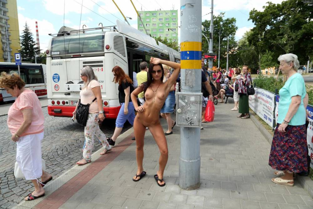 Chick With Amazingly Hot And Sexy Body Kari Milla Is Naughtily Undressing Outdoors And Posing On Public Nude - #12