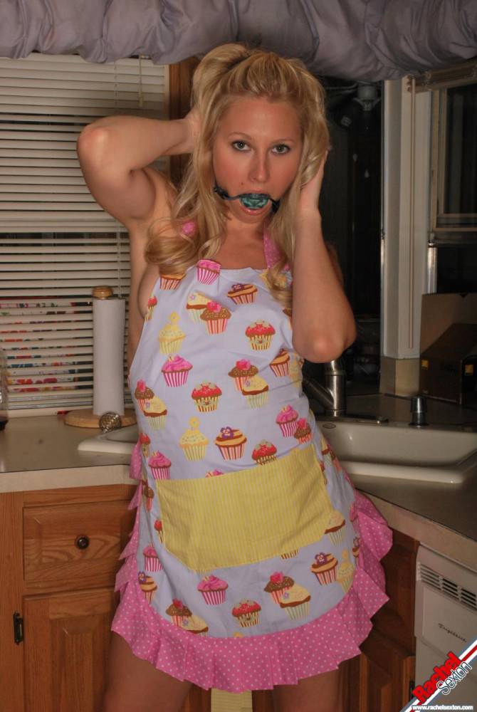 Gagged Bimbo Rachel Sexton Is Fooling Around In Dress And Half Nude In The Kitchen - #1